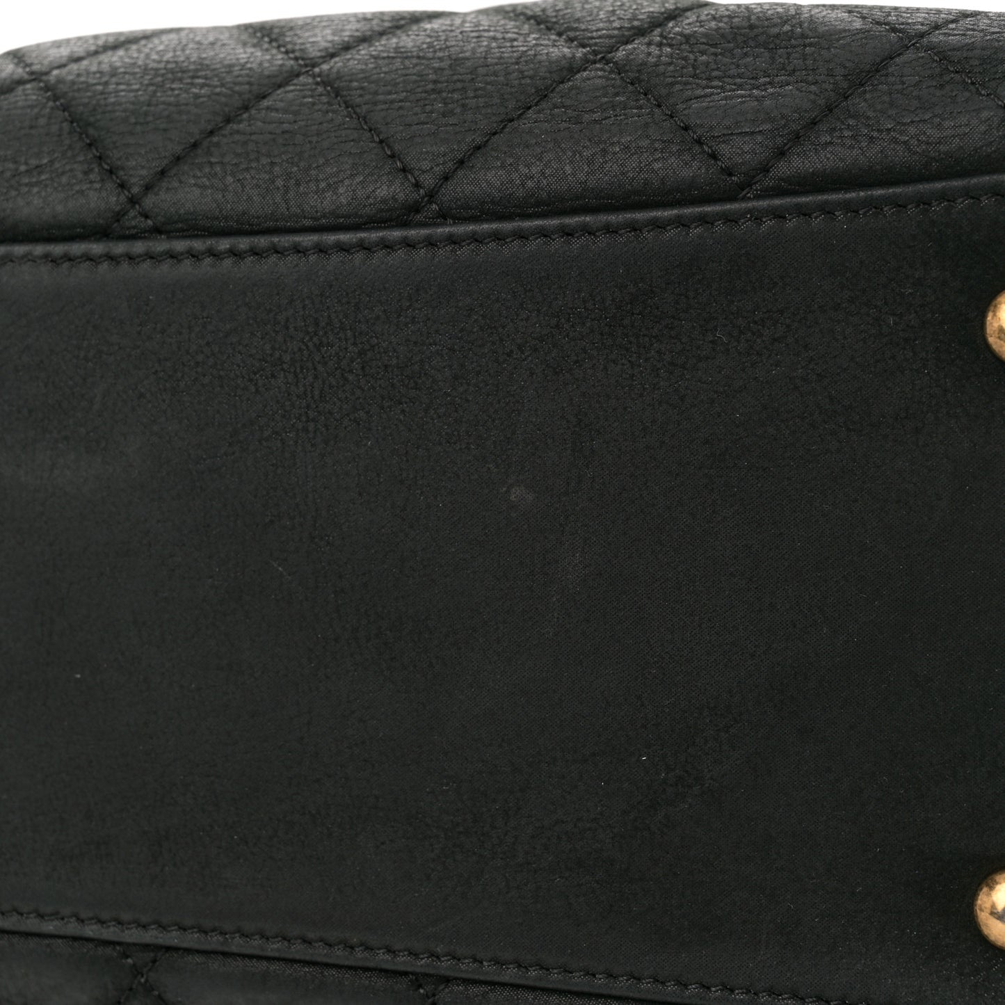 Iridescent Calfskin Quilted Happy Stitch Shopping Tote Black
