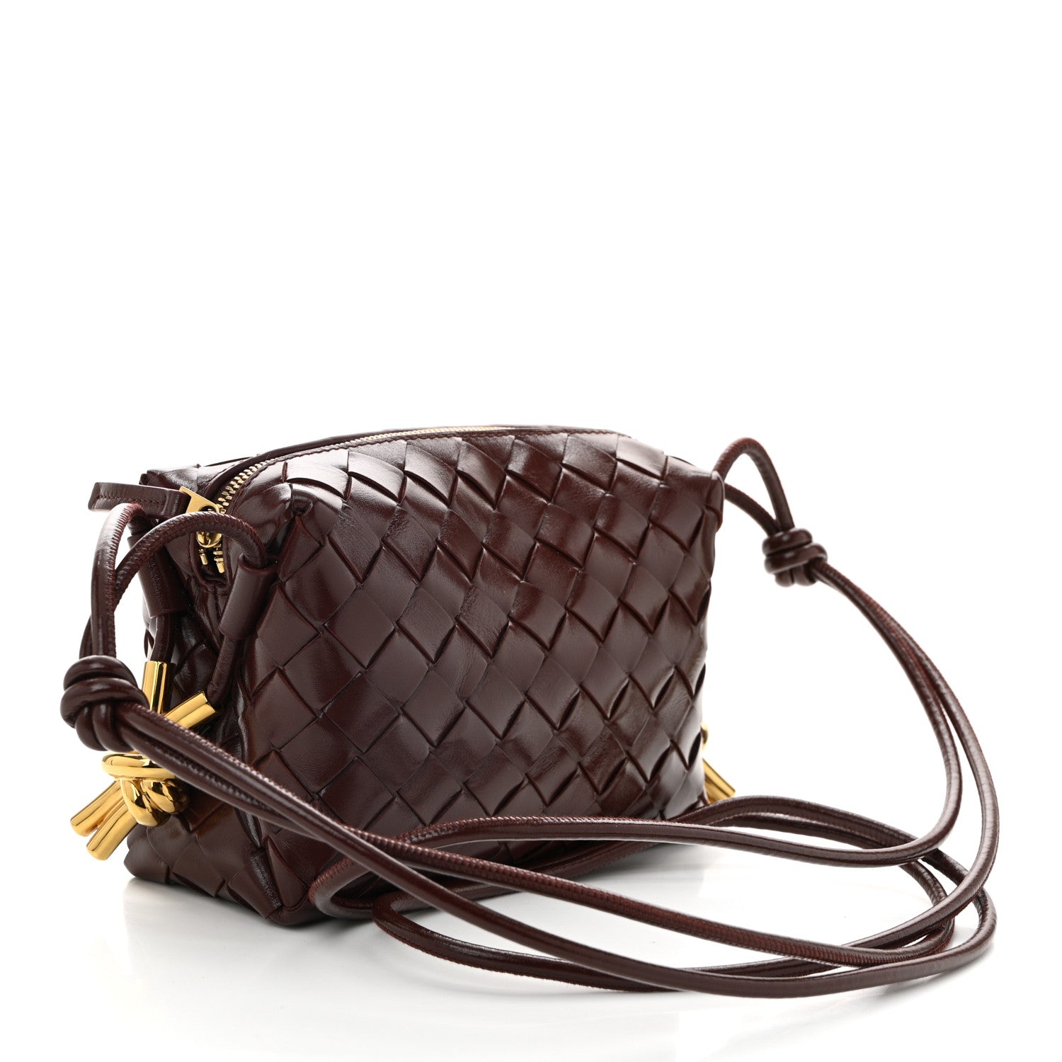 Bottega Veneta Polished Nappa Intrecciato Knot Mini Loop Camera Bag Madder Brown 3 of 9