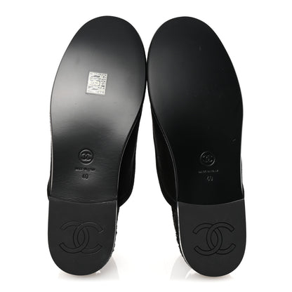 Chanel Suede Calfskin CC Slingback Loafers 40 Black 6 of 9