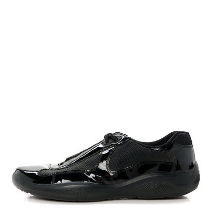 Prada Patent Mens America's Cup Patchwork Sneakers 10.5 Black 1 of 9