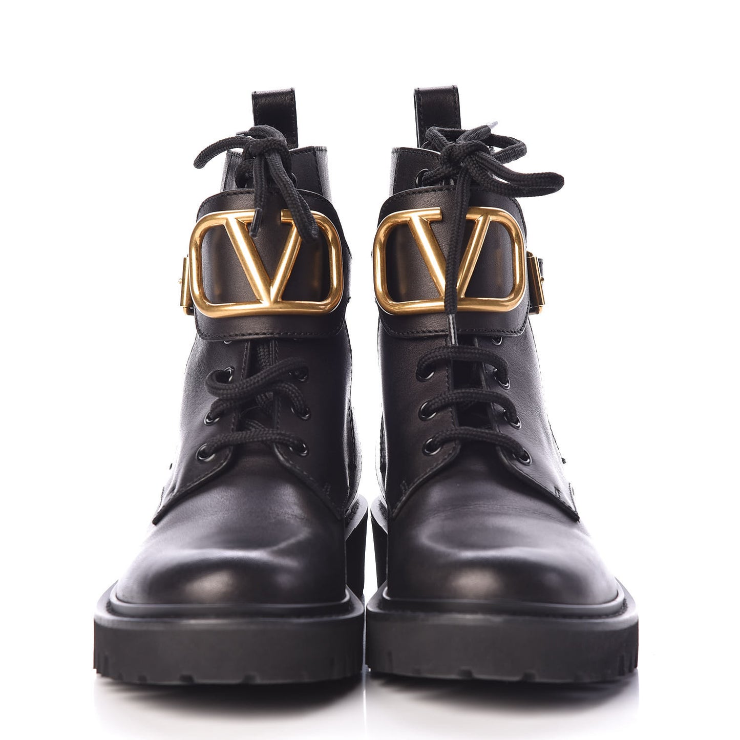 Calfskin Womens VLOGO 35mm Combat Boots 36 Black