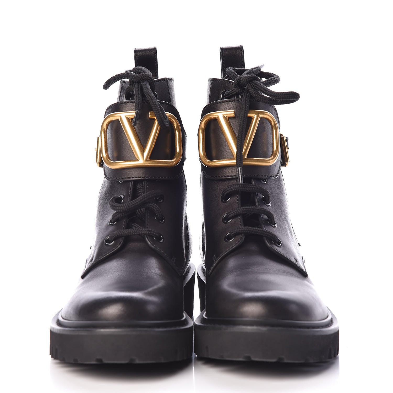 Valentino Garavani Calfskin Womens VLOGO 35mm Combat Boots 36 Black 2 of 8