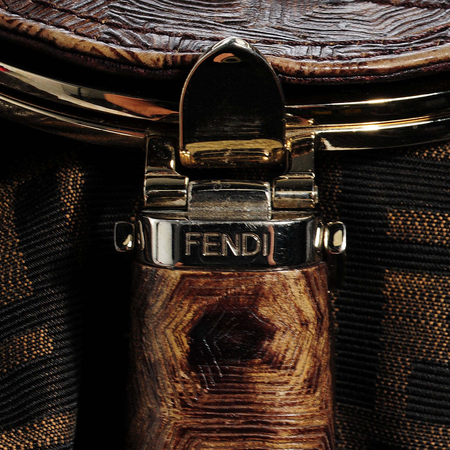 Fendi Zucca Nappa Nuvolata Vitello Tortuga Spy Tobacco Moro 7 of 10