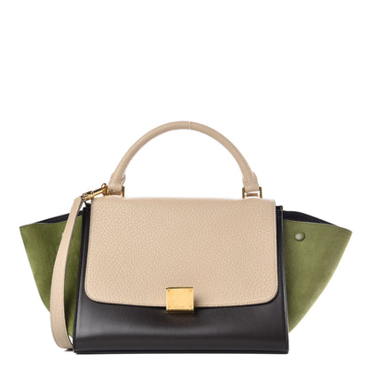 Celine Bullhide Calfskin Small Tri-Color Trapeze Almond 1 of 16