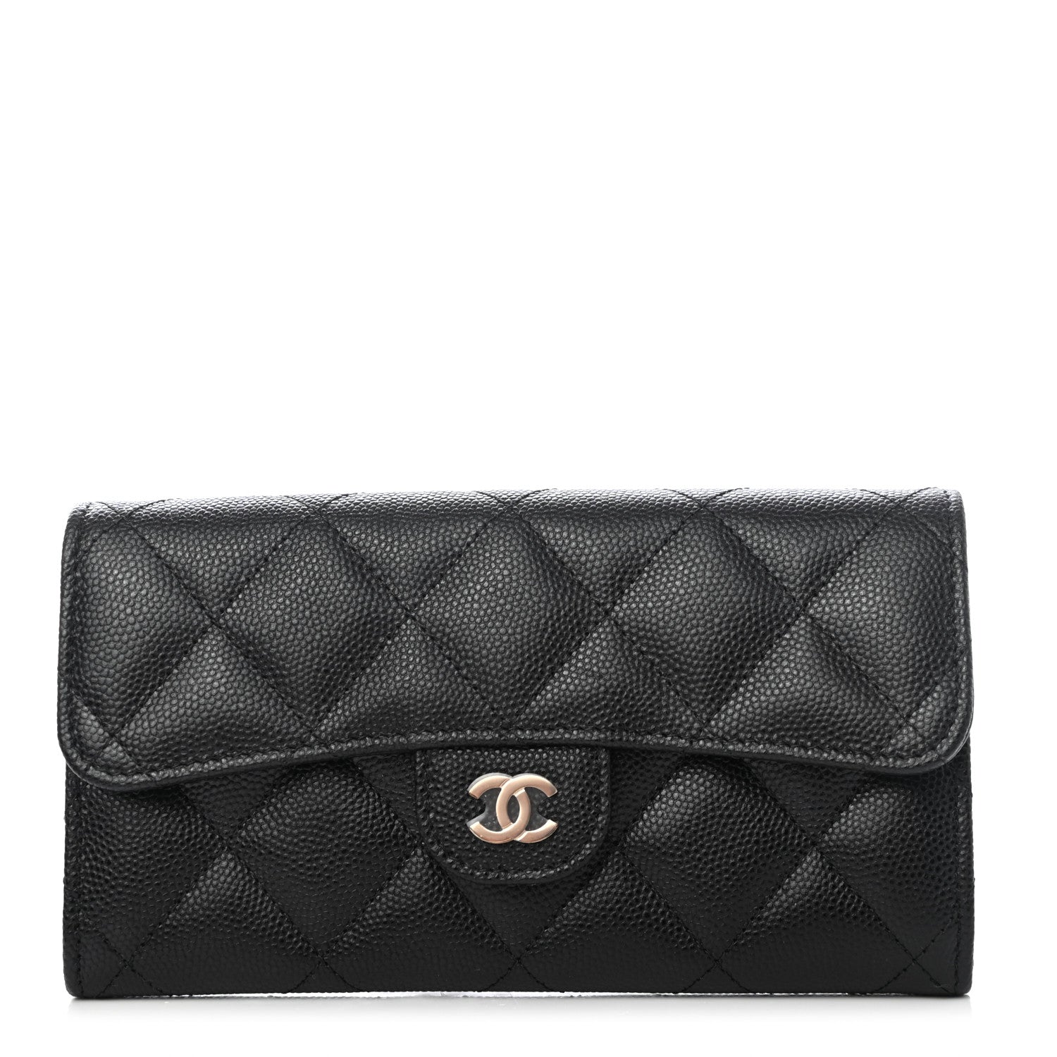 Chanel Caviar Quilted Medium Gusset Flap Wallet Black 1 of 4