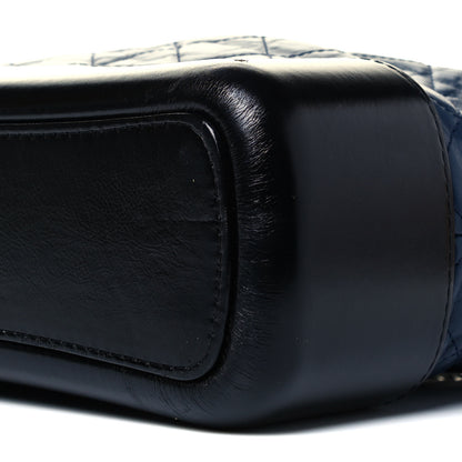 Chanel Aged Calfskin Quilted Medium Gabrielle Hobo Navy Black 9 of 9