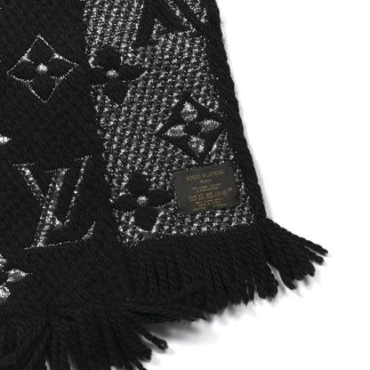 Louis Vuitton Wool Silk Logomania Shine Scarf Black 3 of 5