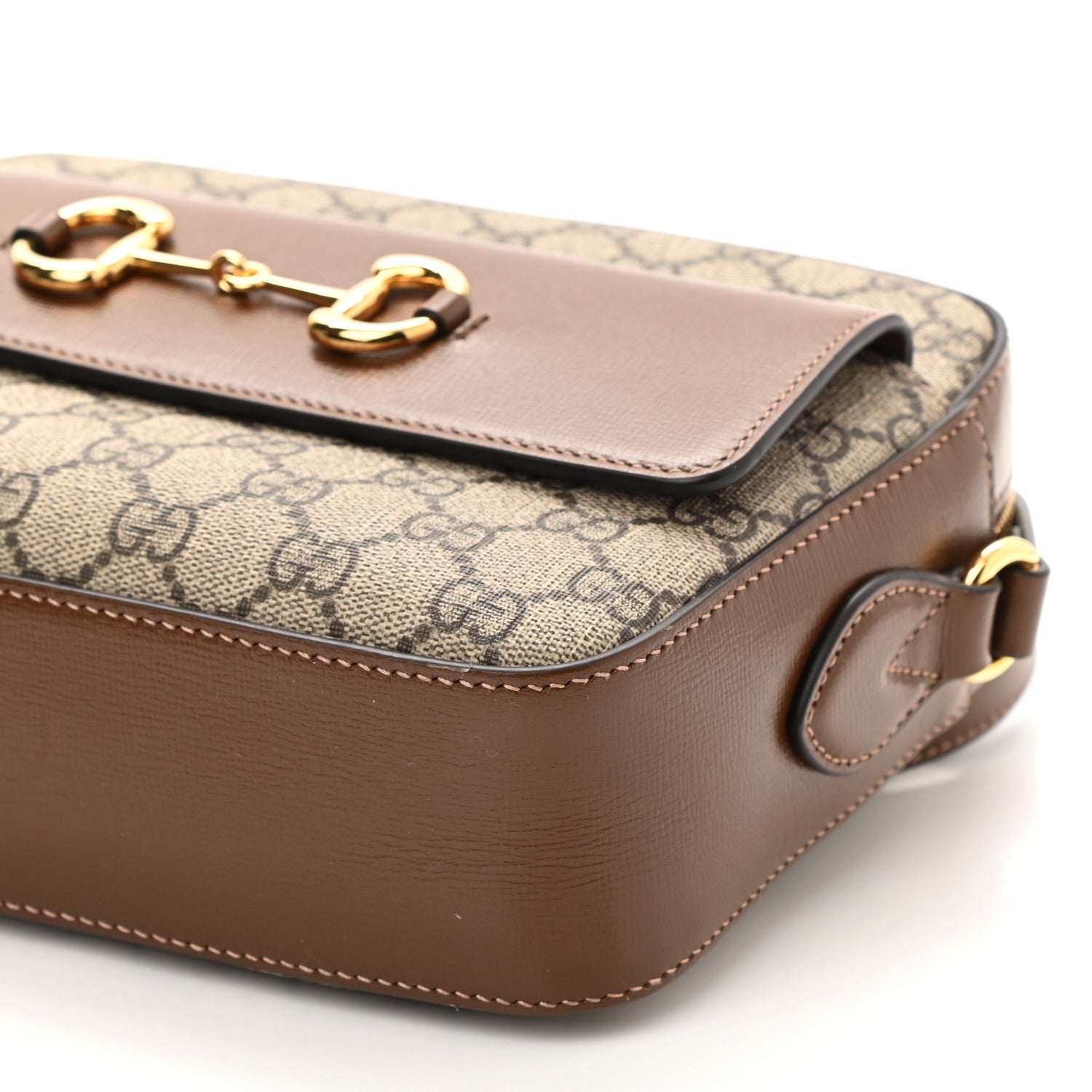 Gucci GG Supreme Monogram Small Horsebit 1955 Shoulder Bag Beige Brown Sugar 10 of 10