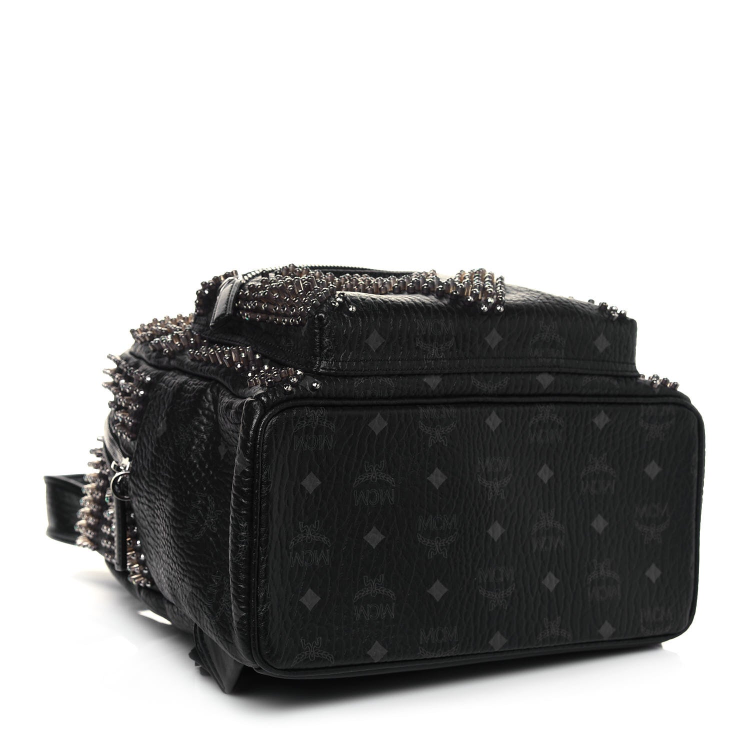 MCM Visetos Studded Small Crystal Backpack Black 3 of 10