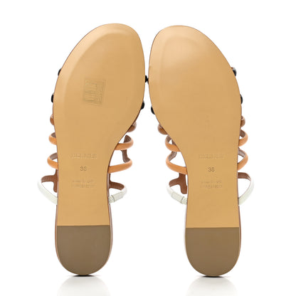 Hermes Nappa Calfskin Olympe Sandals 38 Multicolor Natural 6 of 8
