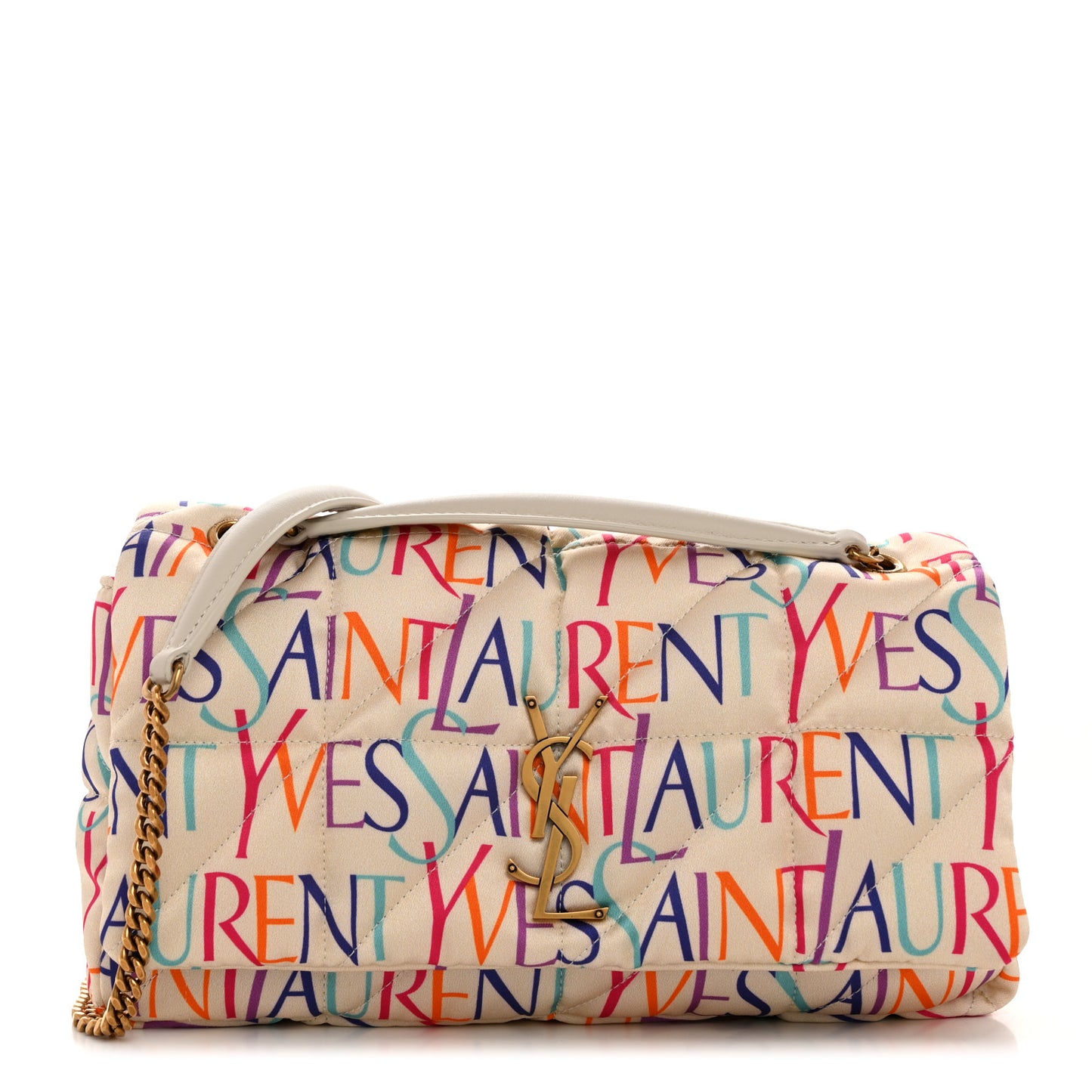 Silk Carre Rive Gauche Print Patchwork Monogram Medium Jamie Multicolor White