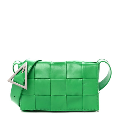 Bottega Veneta Paper Calfskin Maxi Intreccio Small Cassette Crossbody Bag Grass 1 of 12