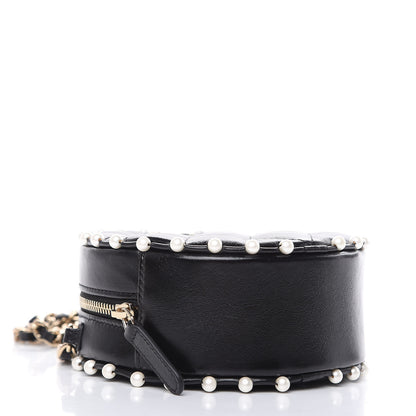 Chanel Calfskin Quilted Pearl Round Clutch With Chain Black 4 of 10