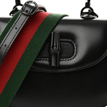 Gucci Boarded Dyana Lux Calfskin Web Monochrome Mini Bamboo 1947 Top Handle Bag Black 8 of 11