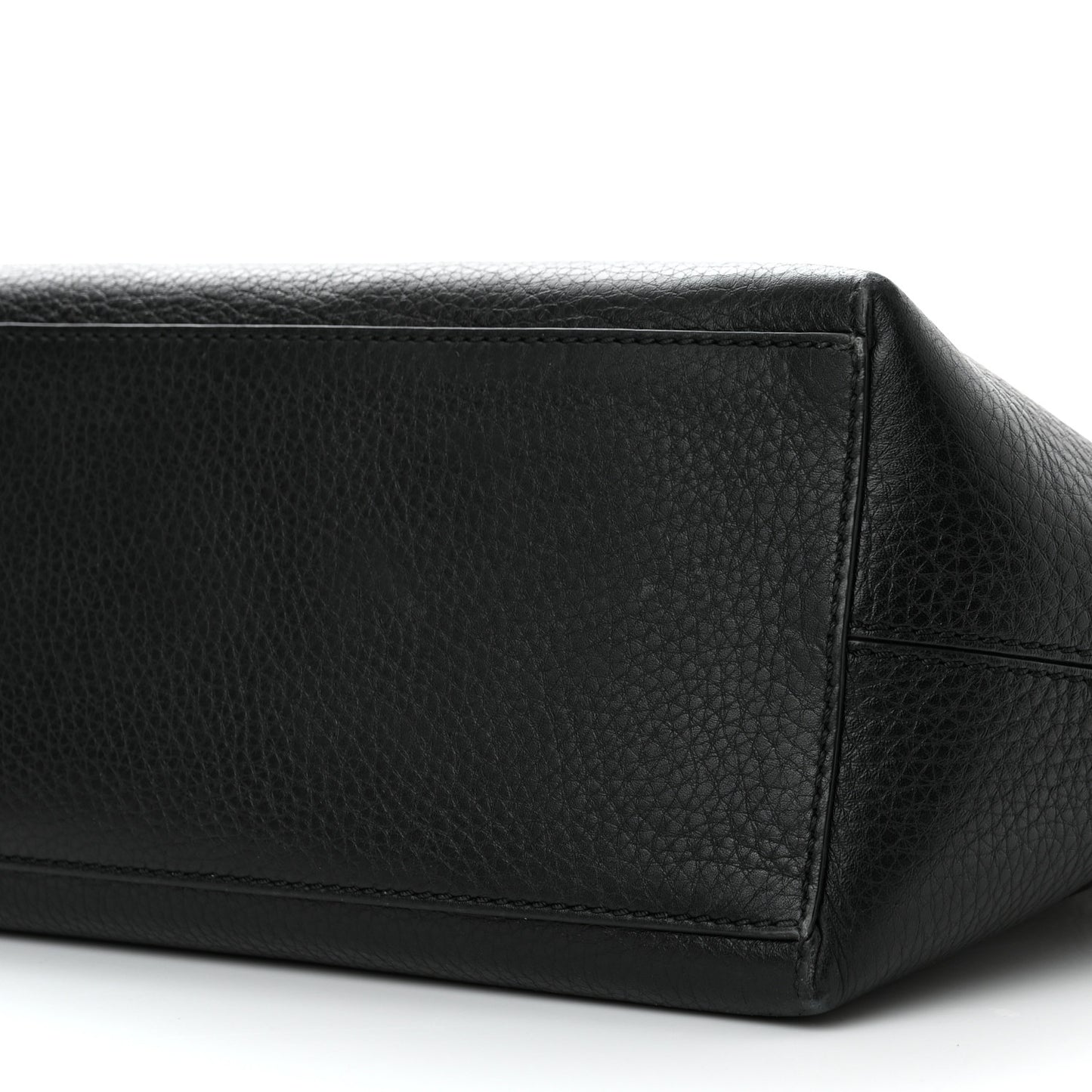 Grained Calfskin Rockstud Shoulder Tote Black