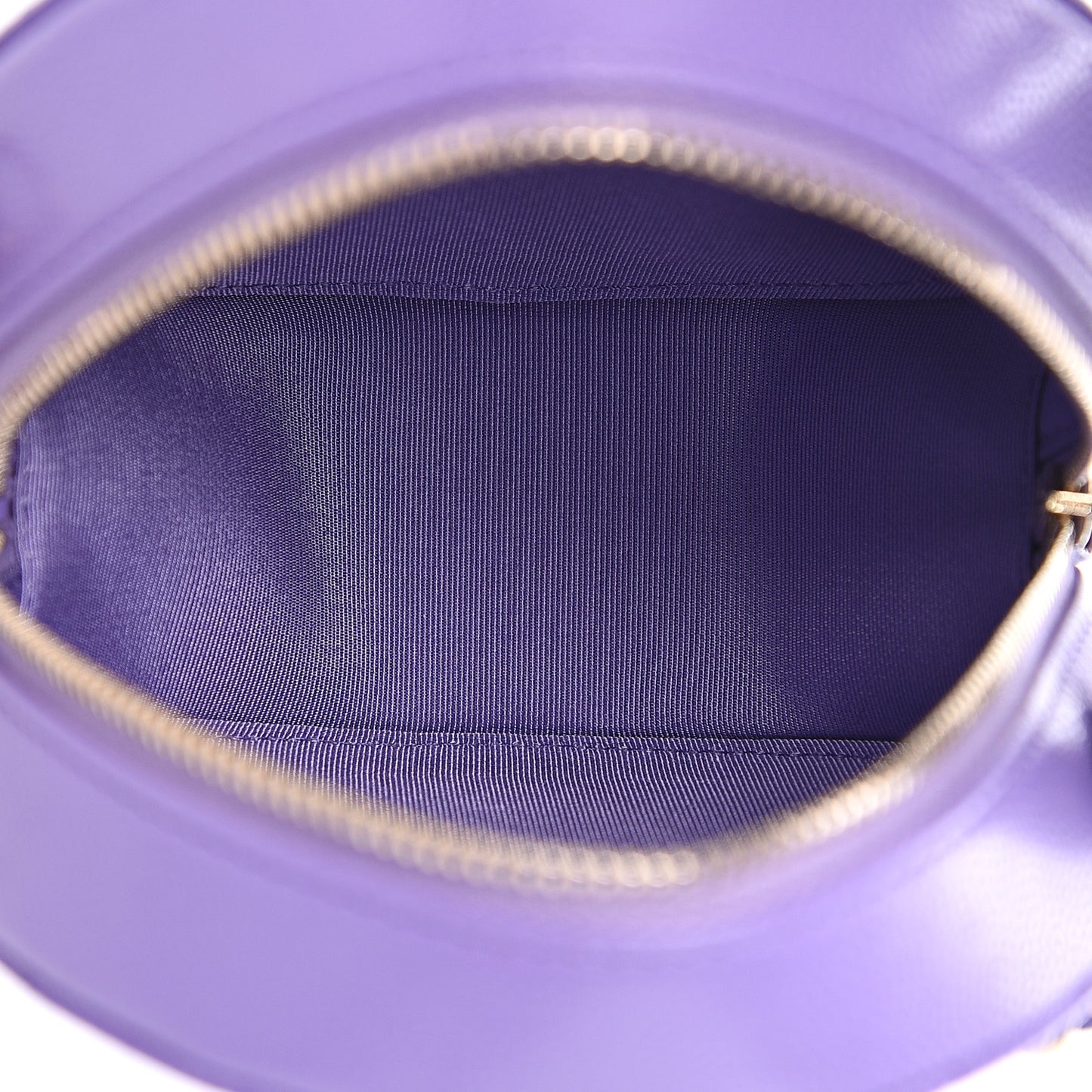 Caviar Quilted Round Clutch With Chain Purple