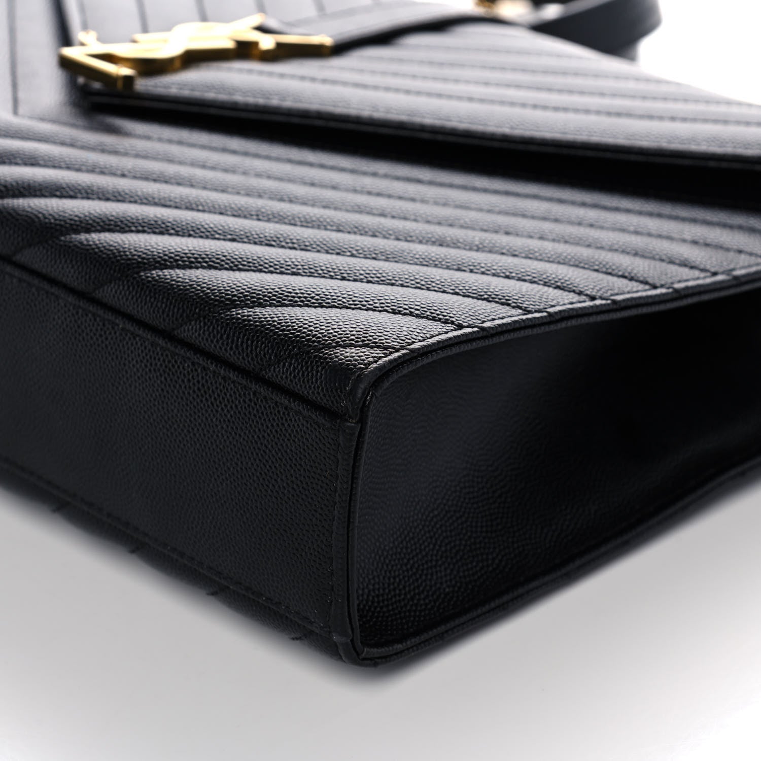 Saint Laurent Grain De Poudre Matelasse Chevron Large Monogram Satchel Black 11 of 13