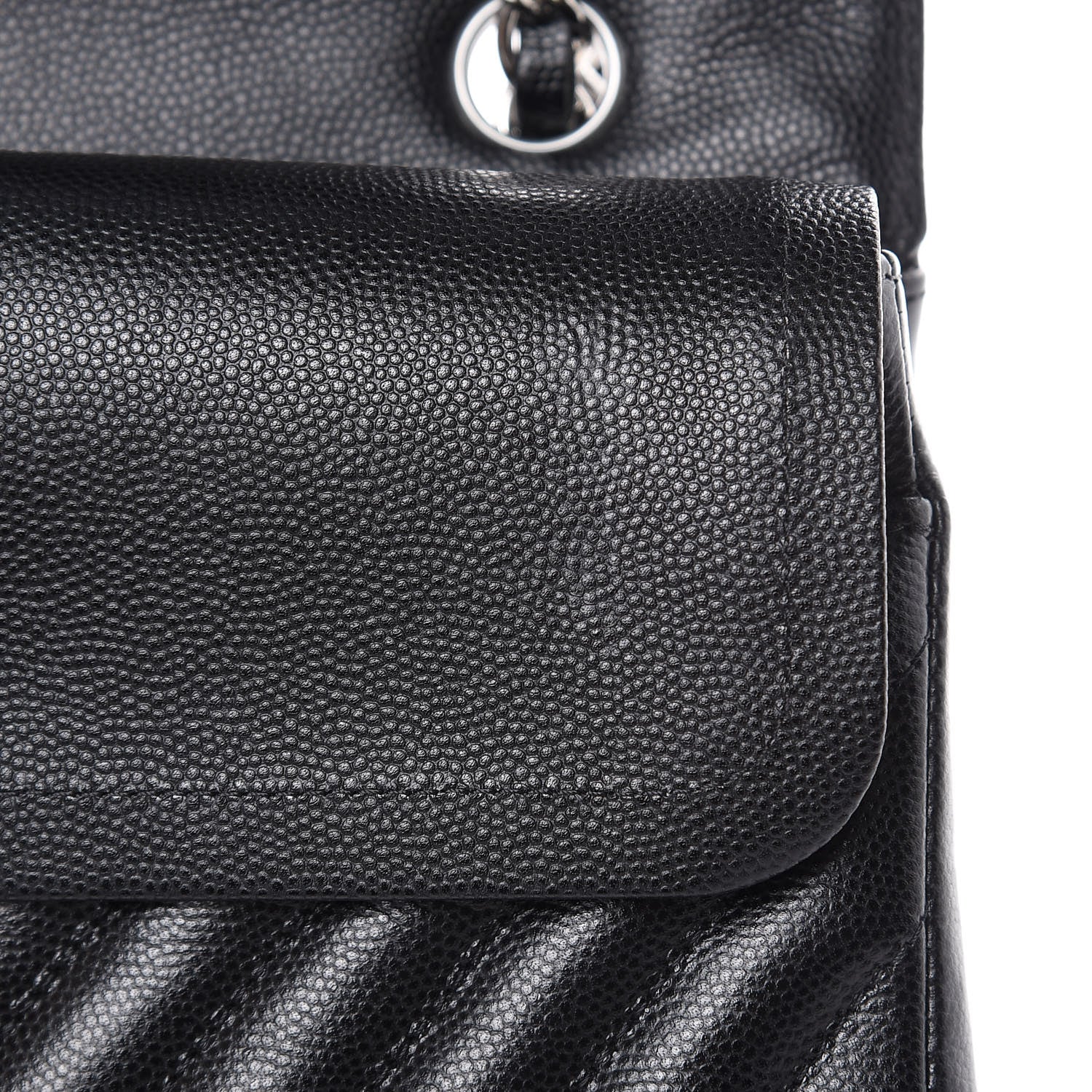 Chanel Caviar Chevron Quilted Medium Double Flap Black 12 of 18