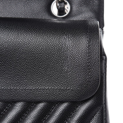 Chanel Caviar Chevron Quilted Medium Double Flap Black 12 of 18
