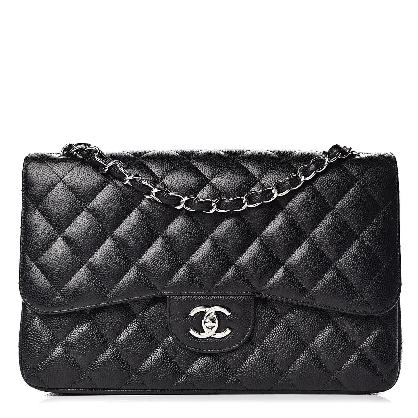 Caviar Quilted Jumbo Double Flap Black