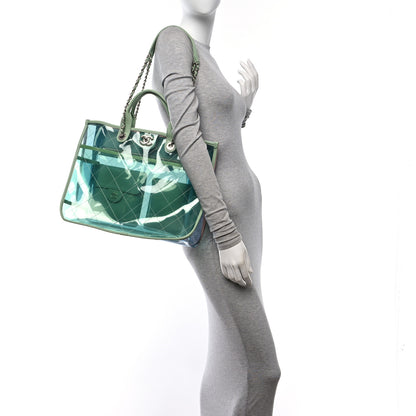 Chanel PVC Lambskin Stitched Medium Coco Splash Shopping Bag Blue Green Pink 2 of 11