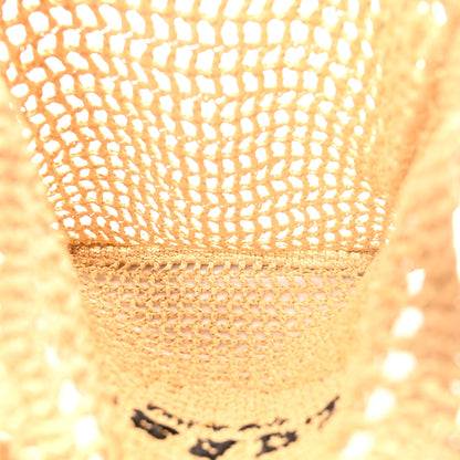 Prada Yarn Raffia Effect Crochet Logo Embroidered Tote Bag Naturale 5 of 11