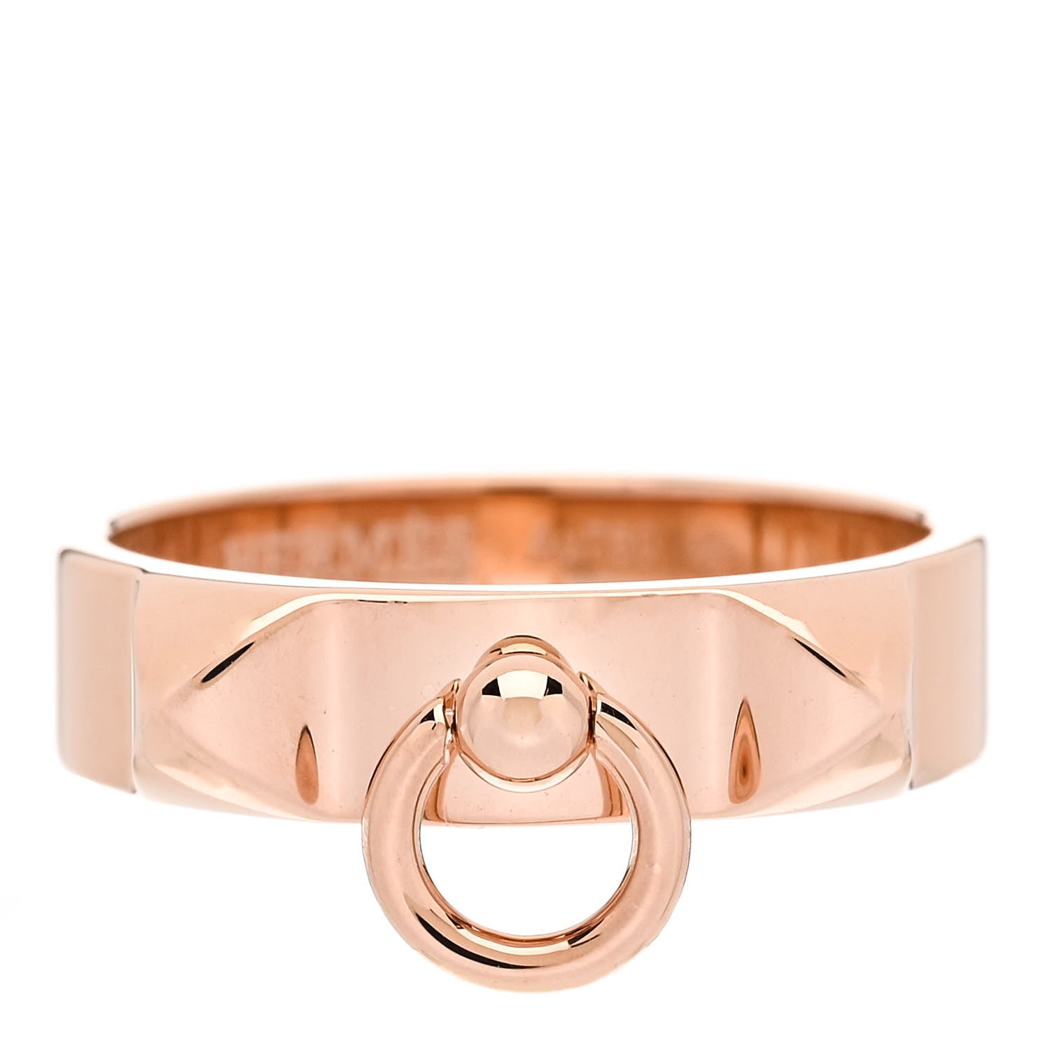 Hermes 18K Rose Gold PM Collier De Chien Ring 54 7 1 of 5