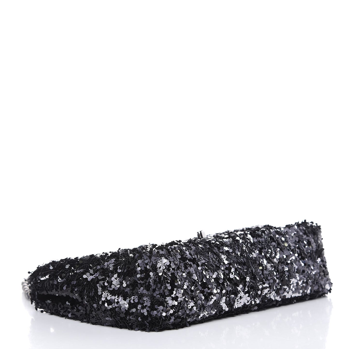 Sequin Medium Single Flap Silver Black