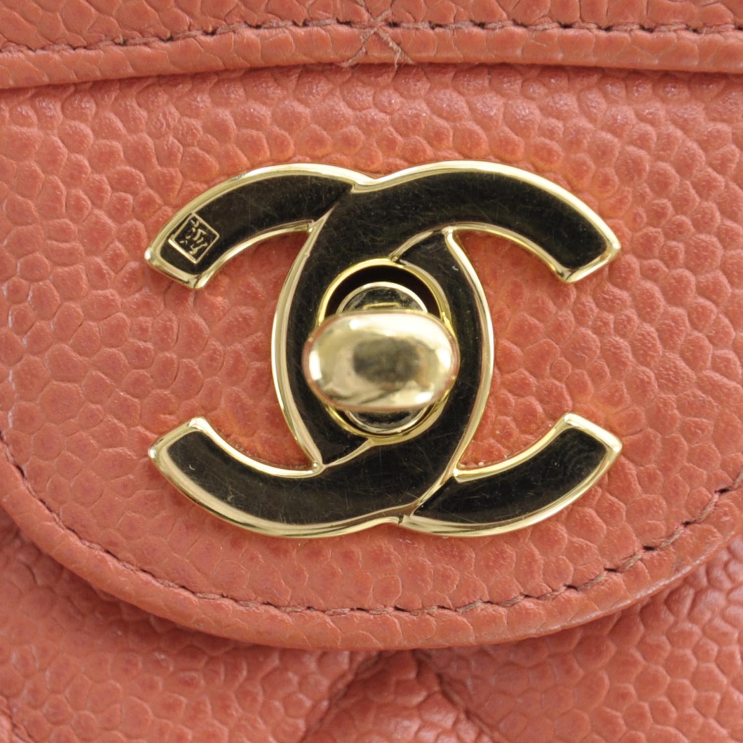 Chanel Caviar Medium Double Flap Coral 5 of 9
