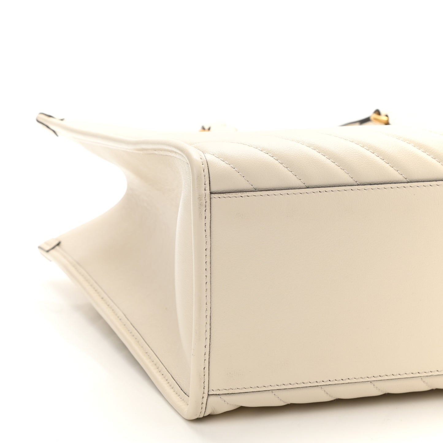 Azalea Calfskin Matelasse Diagonal GG Marmont Tote Bag Mystic White