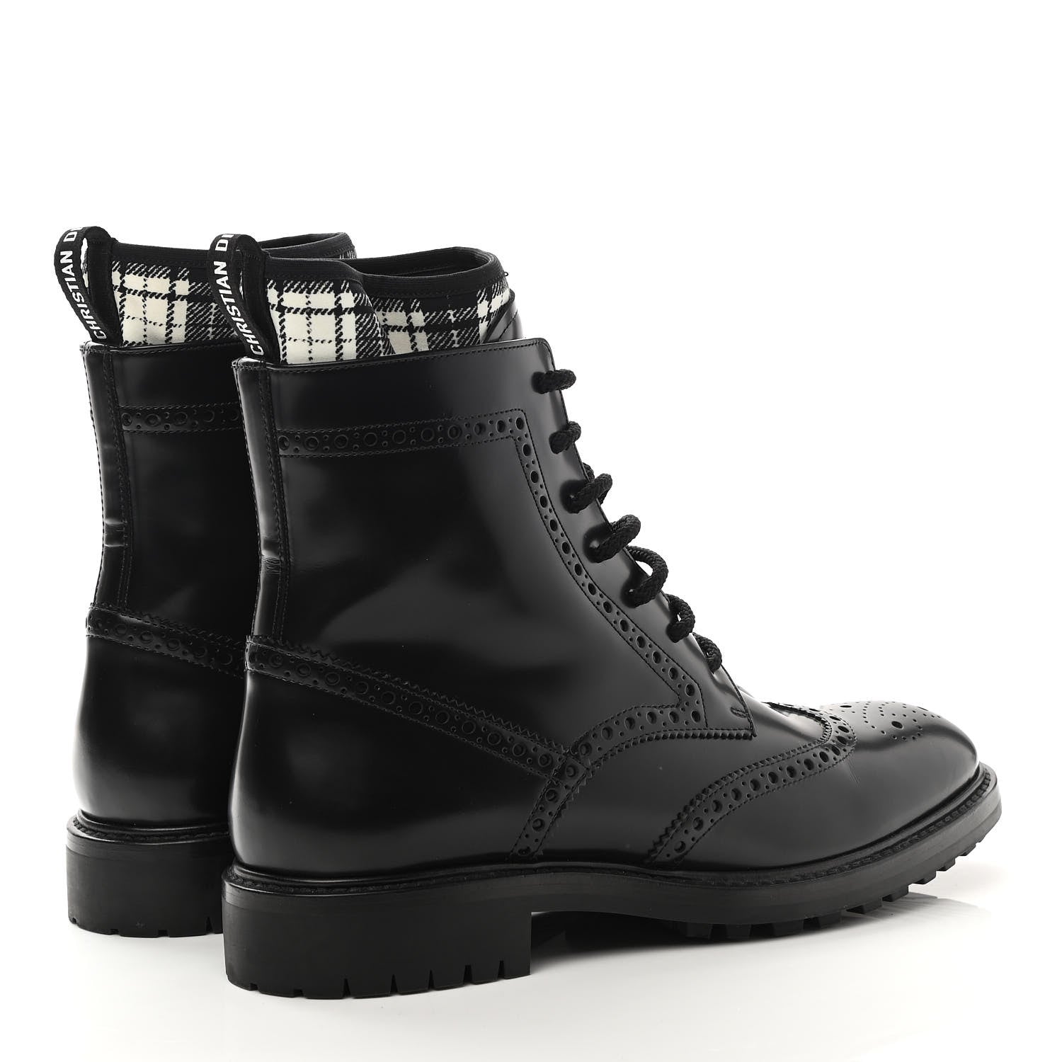 Christian Dior Calfskin Tartan D-Order Low Boot 39 Black White 4 of 8