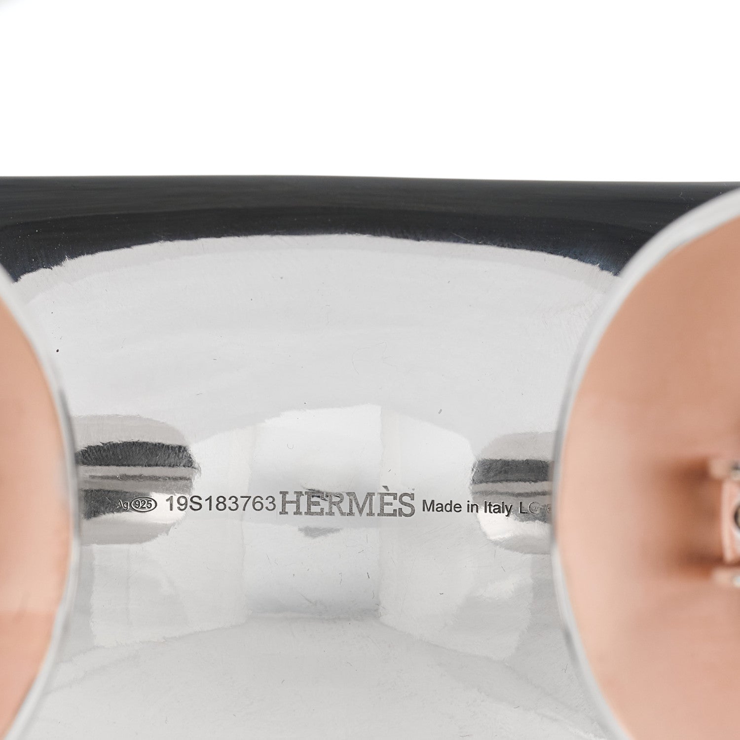 Hermes Sterling Silver Rose Gold Vermeil TGM Reponse Bracelet LG 3 of 3