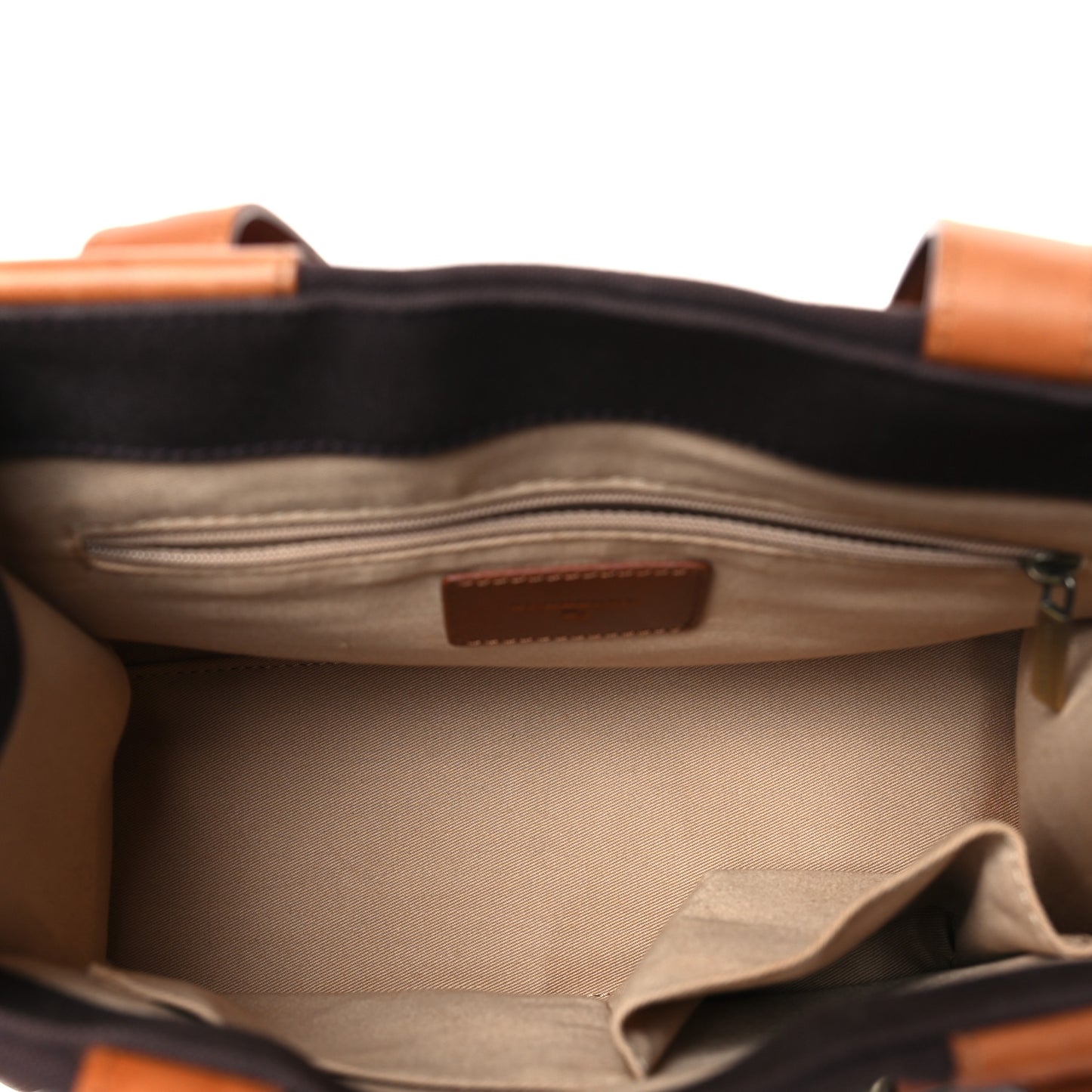 Canvas Calfskin Two Tone Tote Bag Tan