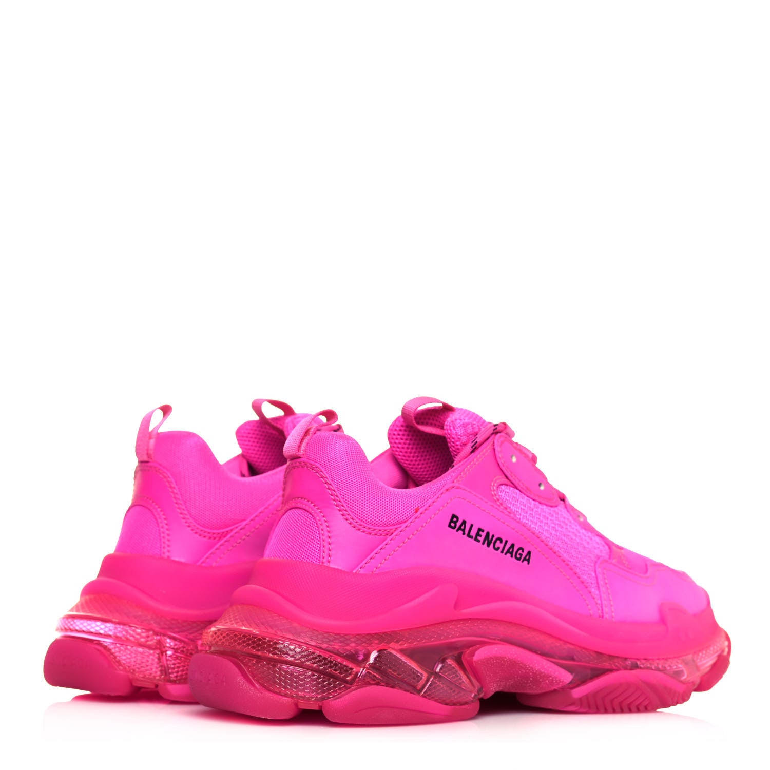 Balenciaga Fabric Mesh Clear Sole Fluo Mens Triple S Sneakers 41 Pink 5 of 10