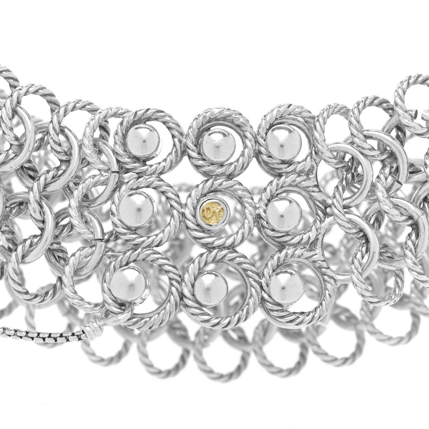 David Yurman Sterling Silver 18K Yellow Gold Chainmail Collar Necklace 5 of 6