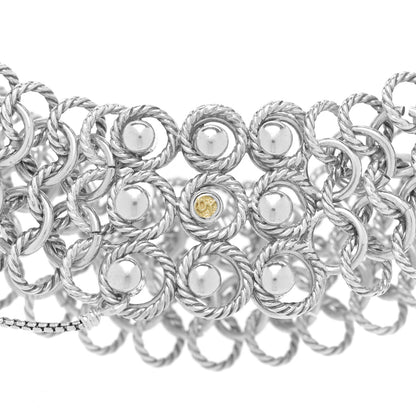 David Yurman Sterling Silver 18K Yellow Gold Chainmail Collar Necklace 5 of 6