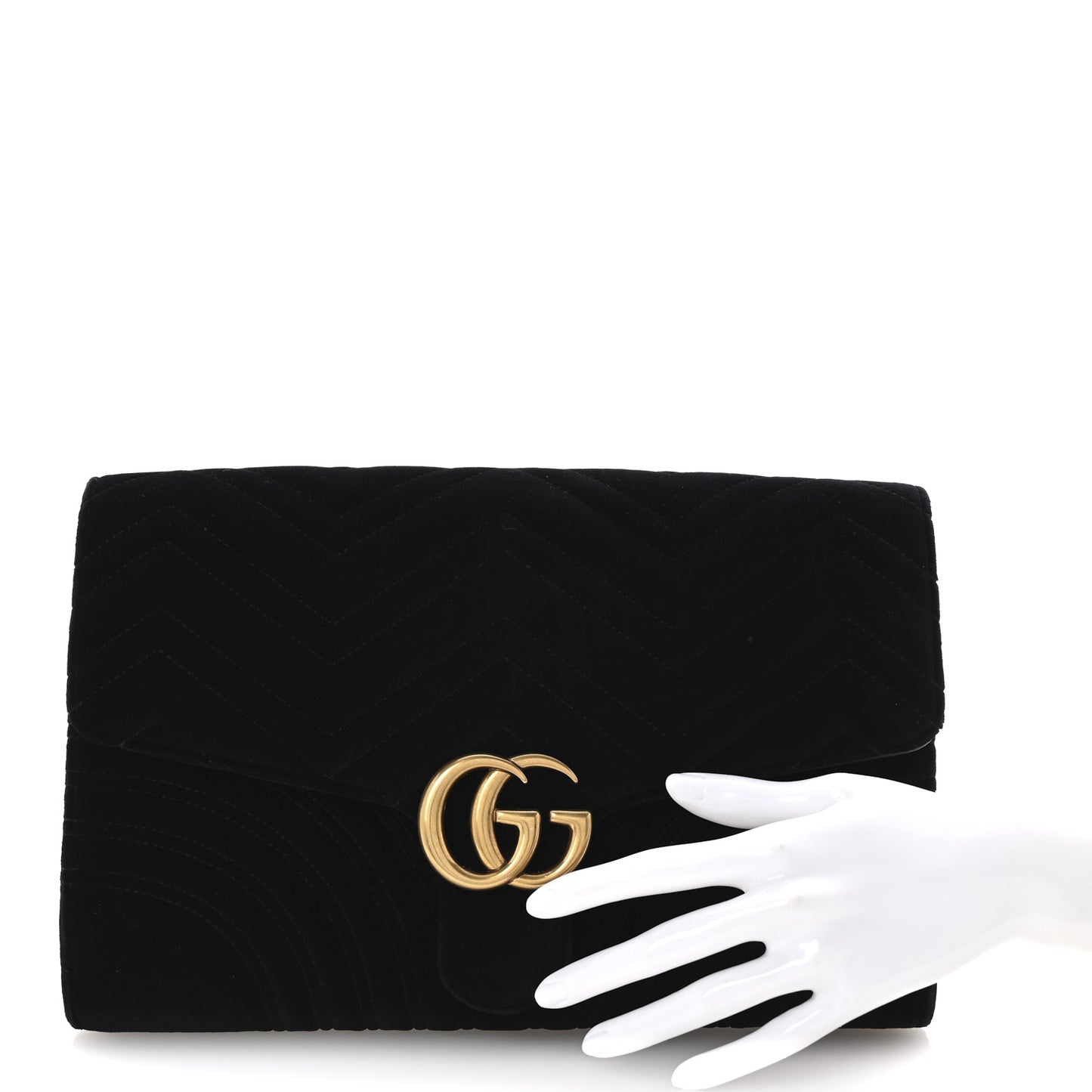 Velvet Matelasse GG Marmont Clutch Black