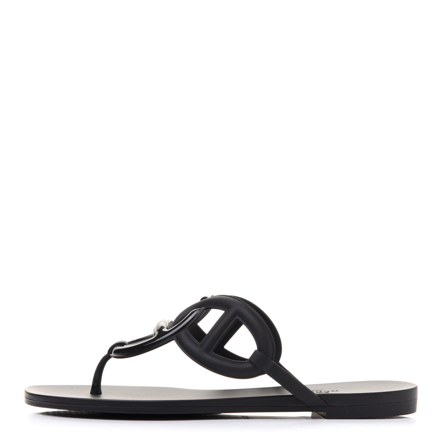 Hermes Rubber Womens Egerie Sandals 38 Black 1 of 8