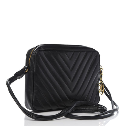 Chanel Lambskin Chevron Quilted Shoulder Bag Black 3 of 15