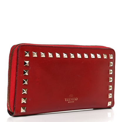 Valentino Garavani Calfskin Rockstud Zip Around Wallet Rosso Valentino 3 of 13