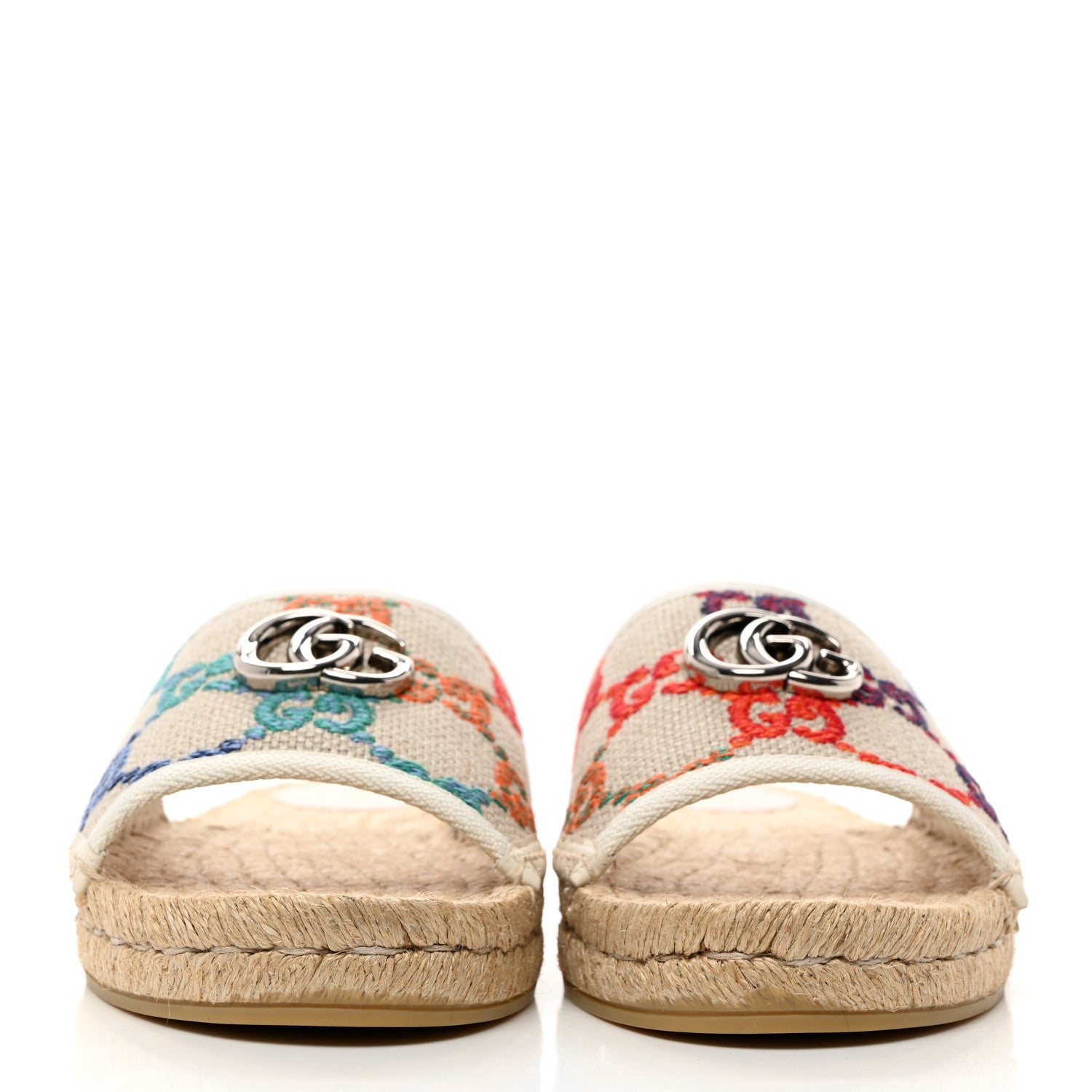 Gucci Linen Psychedelic Mini GG Monogram Slide Sandals 41 Multicolor 3 of 9