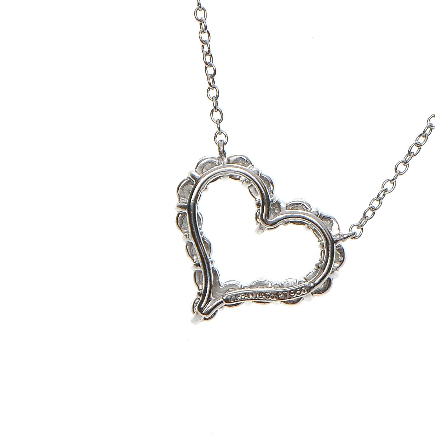 Tiffany Platinum Diamond Small Heart Pendant Necklace 5 of 9