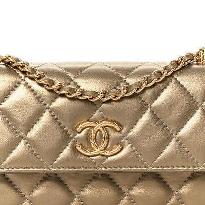 Chanel Metallic Lambskin Quilted Dynasty Flap Phone Holder With Chain Gold 9 of 11
