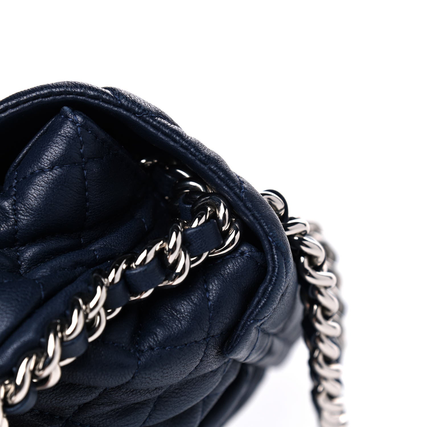 Chanel Washed Lambskin Mini Chain Around Messenger Navy Blue 9 of 9