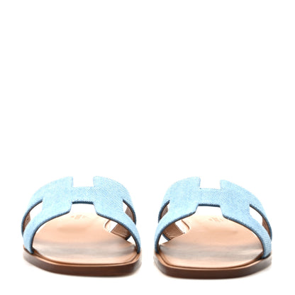 Hermes Denim Canvas Oran Sandals 37 Bleu Clair 2 of 9