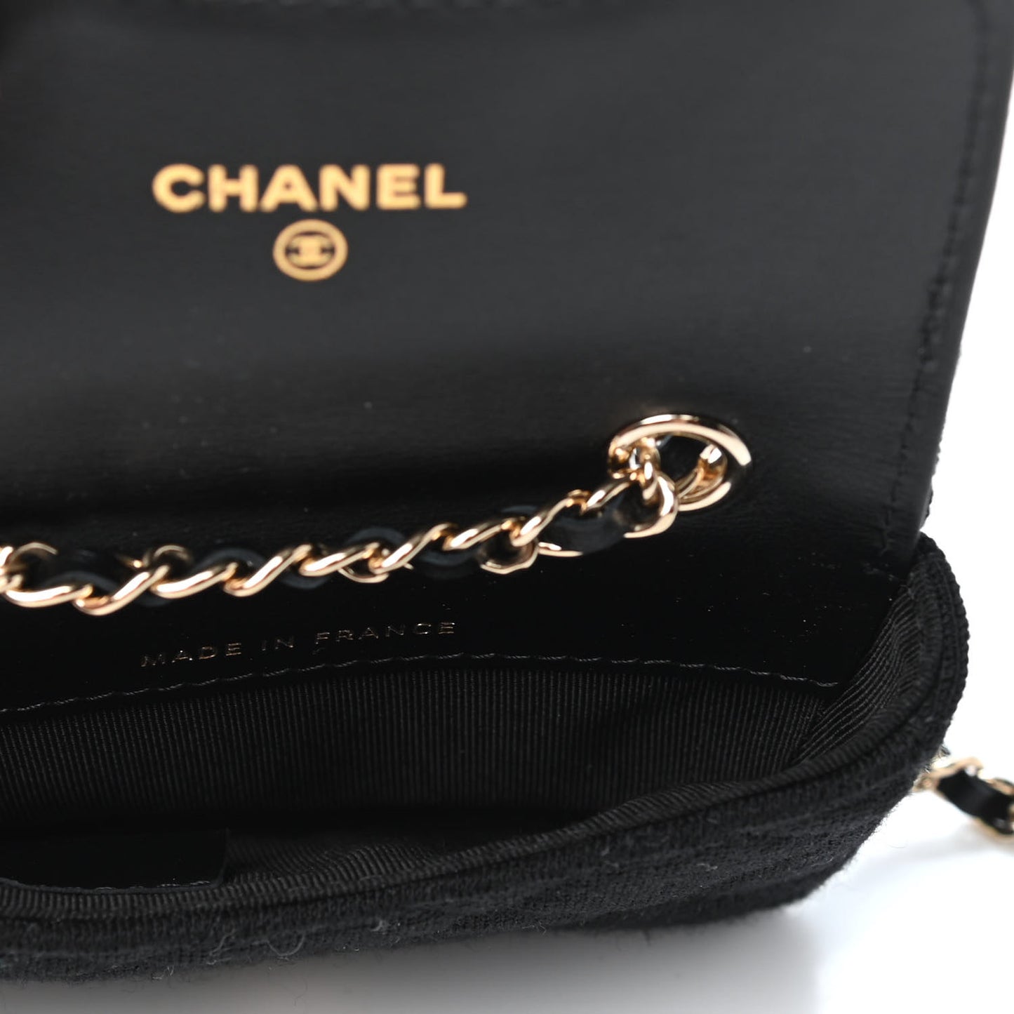Jersey Quilted Flap Chain Waist Bag Black