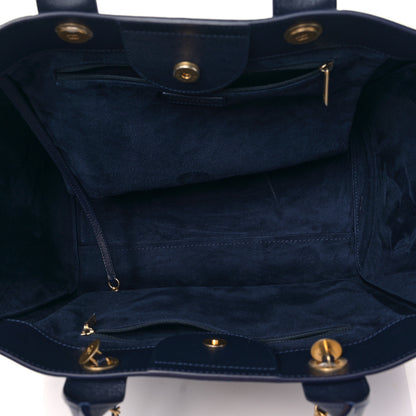 Chanel Caviar Small Studded Deauville Tote Navy 5 of 10