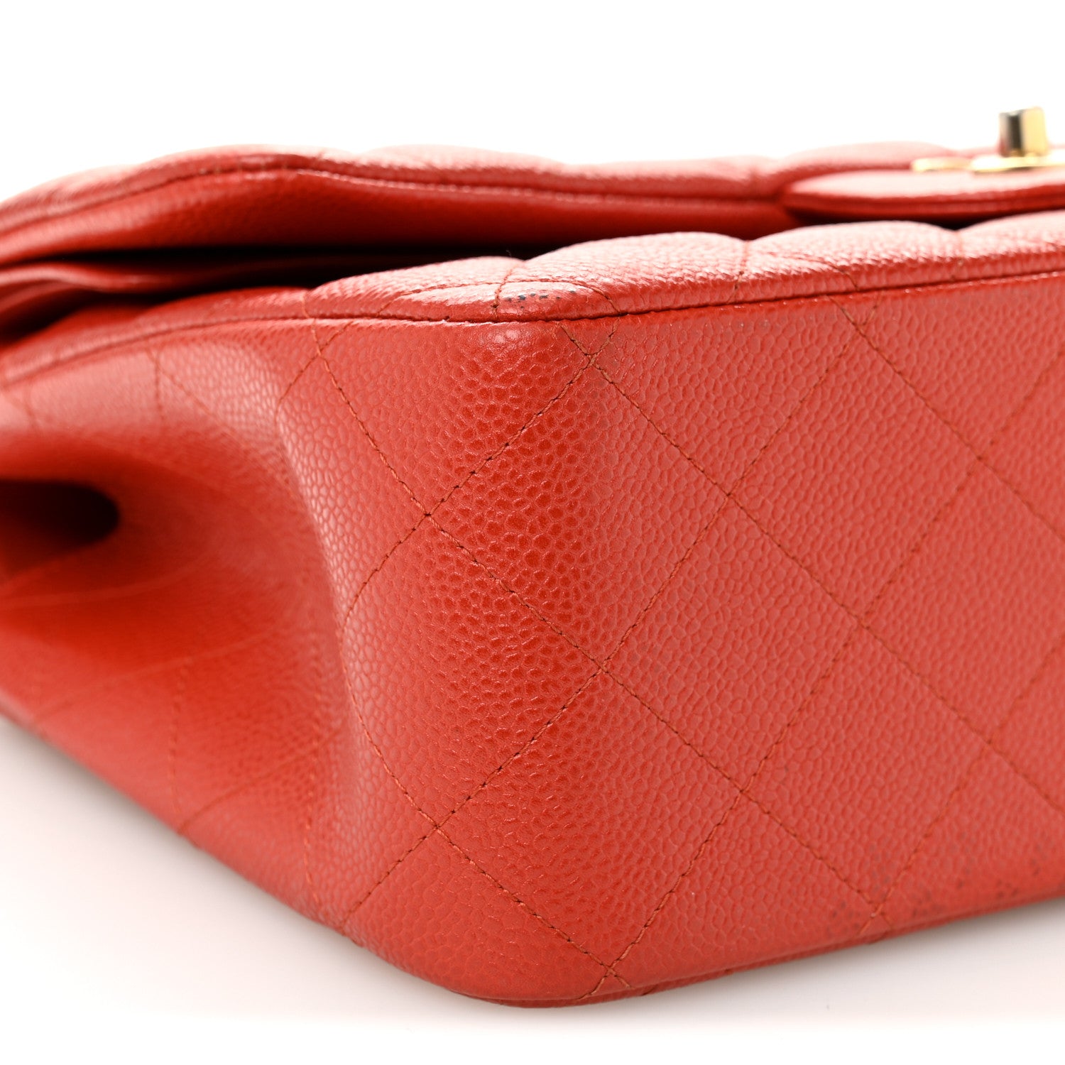 Chanel Pearly Caviar Quilted Jumbo Double Flap Orange 9 of 11