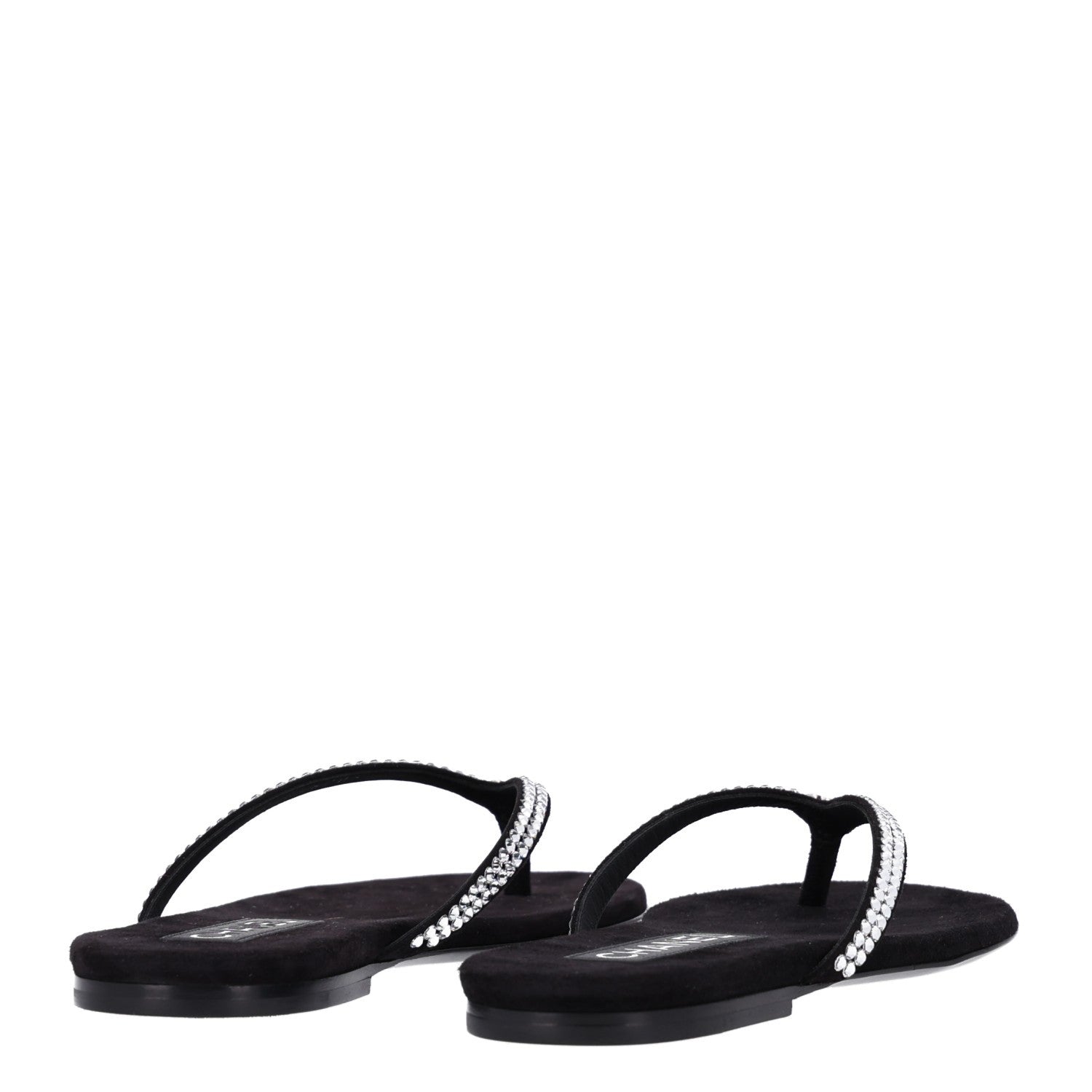 Chanel Suede Kidskin Strass CC Thong Sandals 36.5 Black 4 of 9