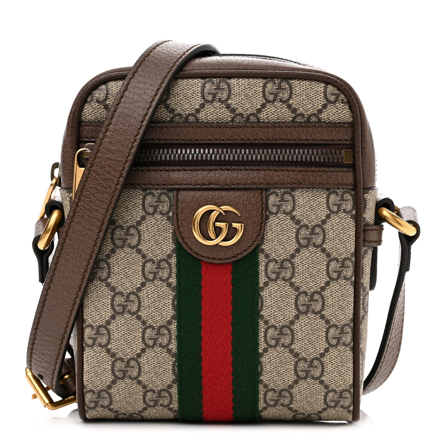 GG Supreme Monogram Web Mini Ophidia Messenger Brown